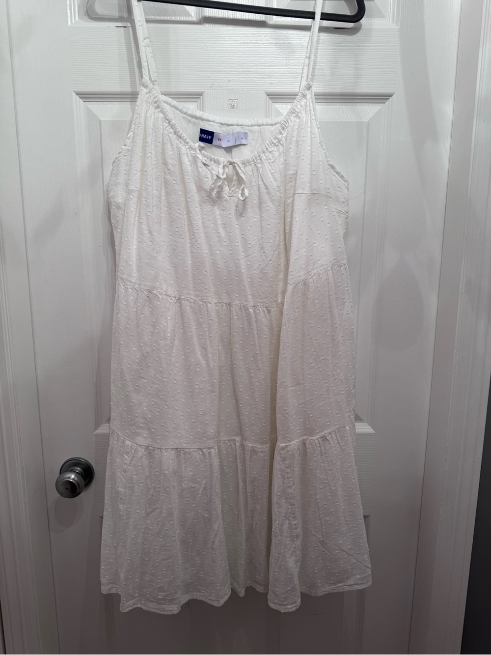 Old Navy White Swiss Dot Tie-Neck Tiered Sundress